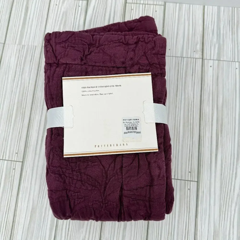 Pottery Barn Valerie matelasse burgundy floral euro sham 26